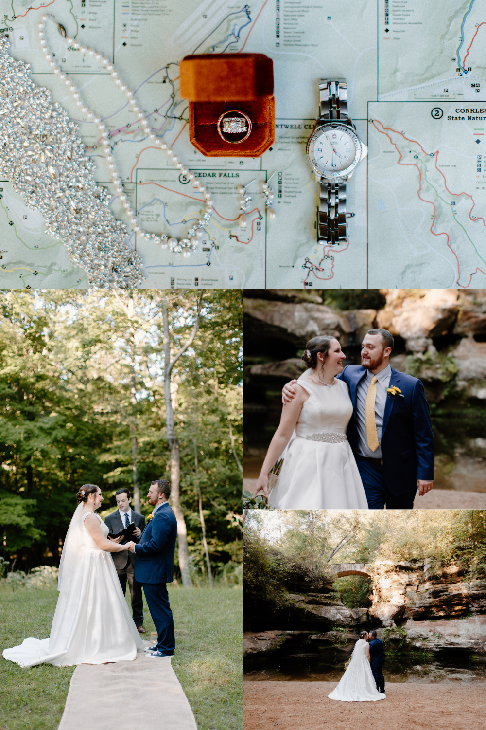 Destination wedding photographer for adventurous and fun couples. National park micro wedding in Hocking Hills, Ohio!