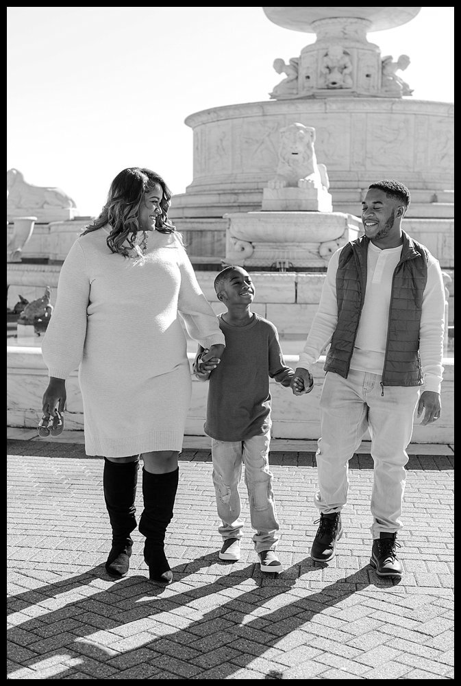  Black and white family photography.  