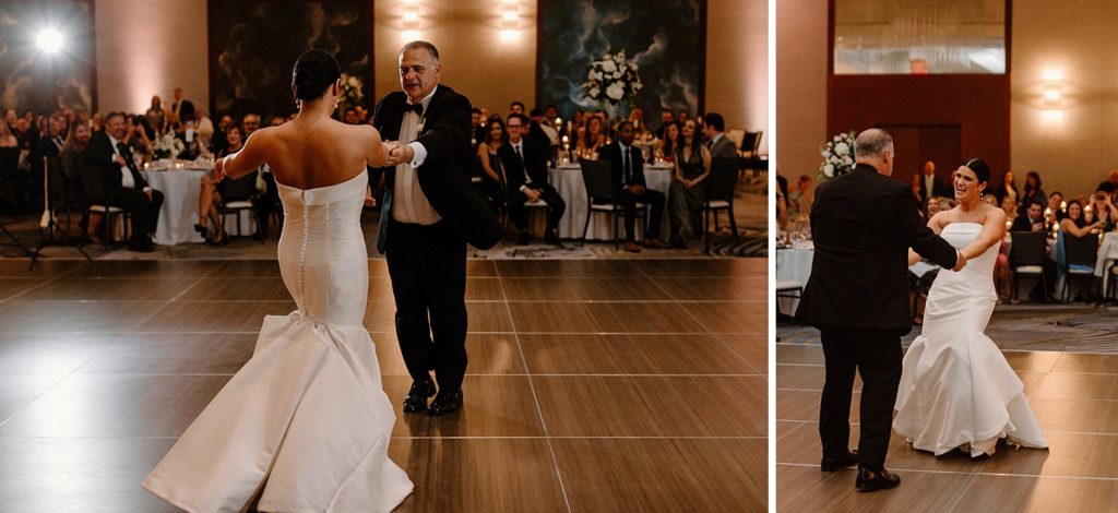 bride and her father dancing together 